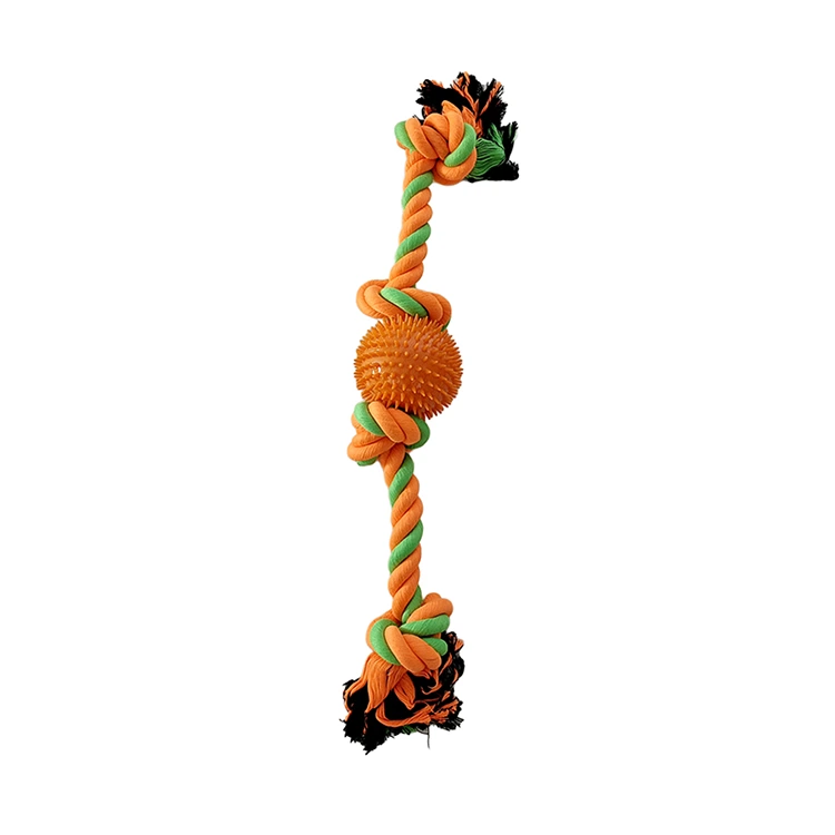 4 knoop touwspeelgoed met spike ball