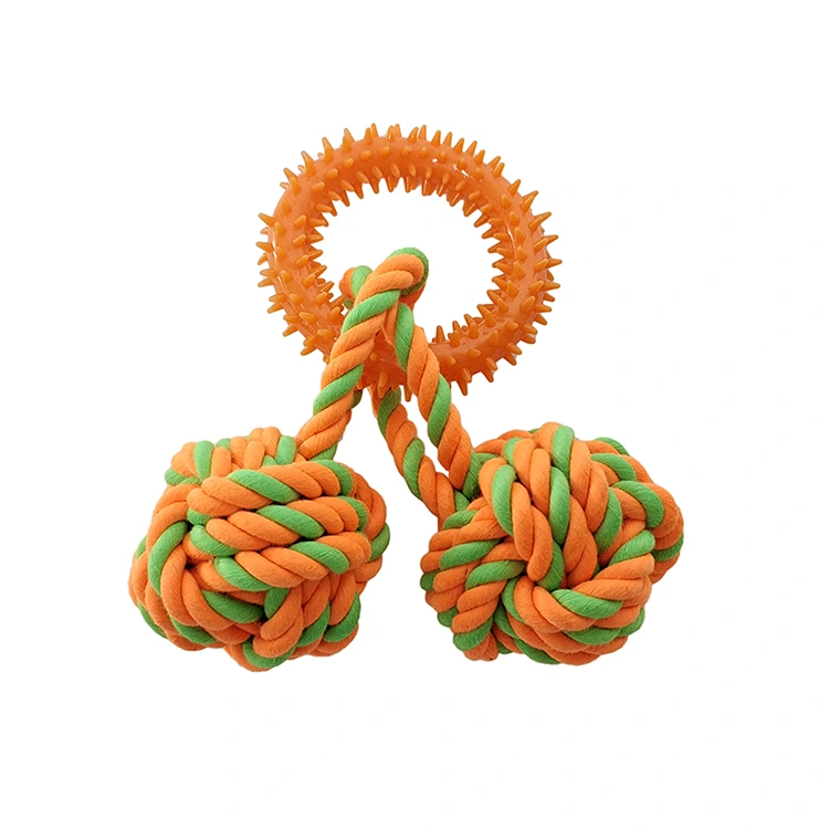Stekelige ring dubbele bal touw speelgoed veilig voor puppy's
